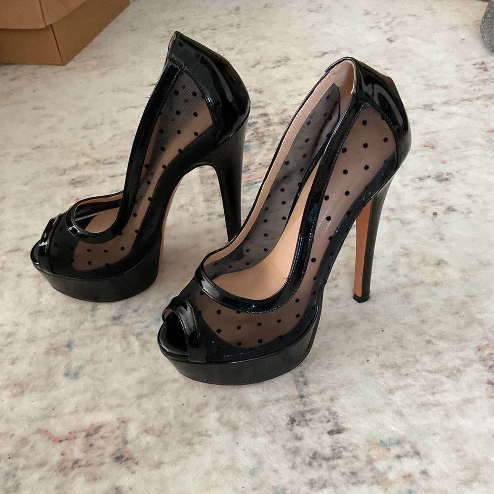 Elegant Black Peep-Toe Heels